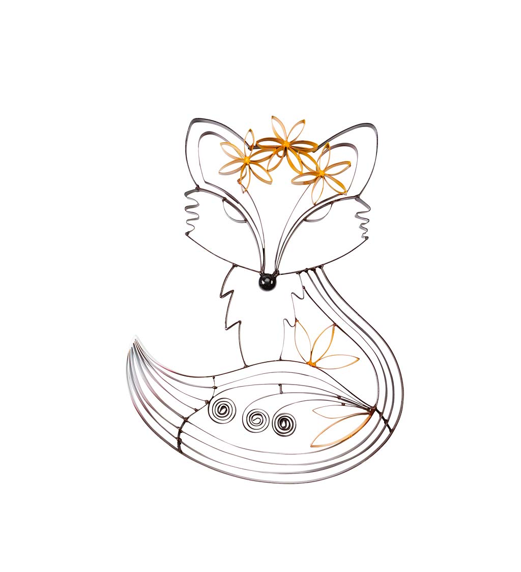New & Recycled Metal Whimsical Fox Wall Art
