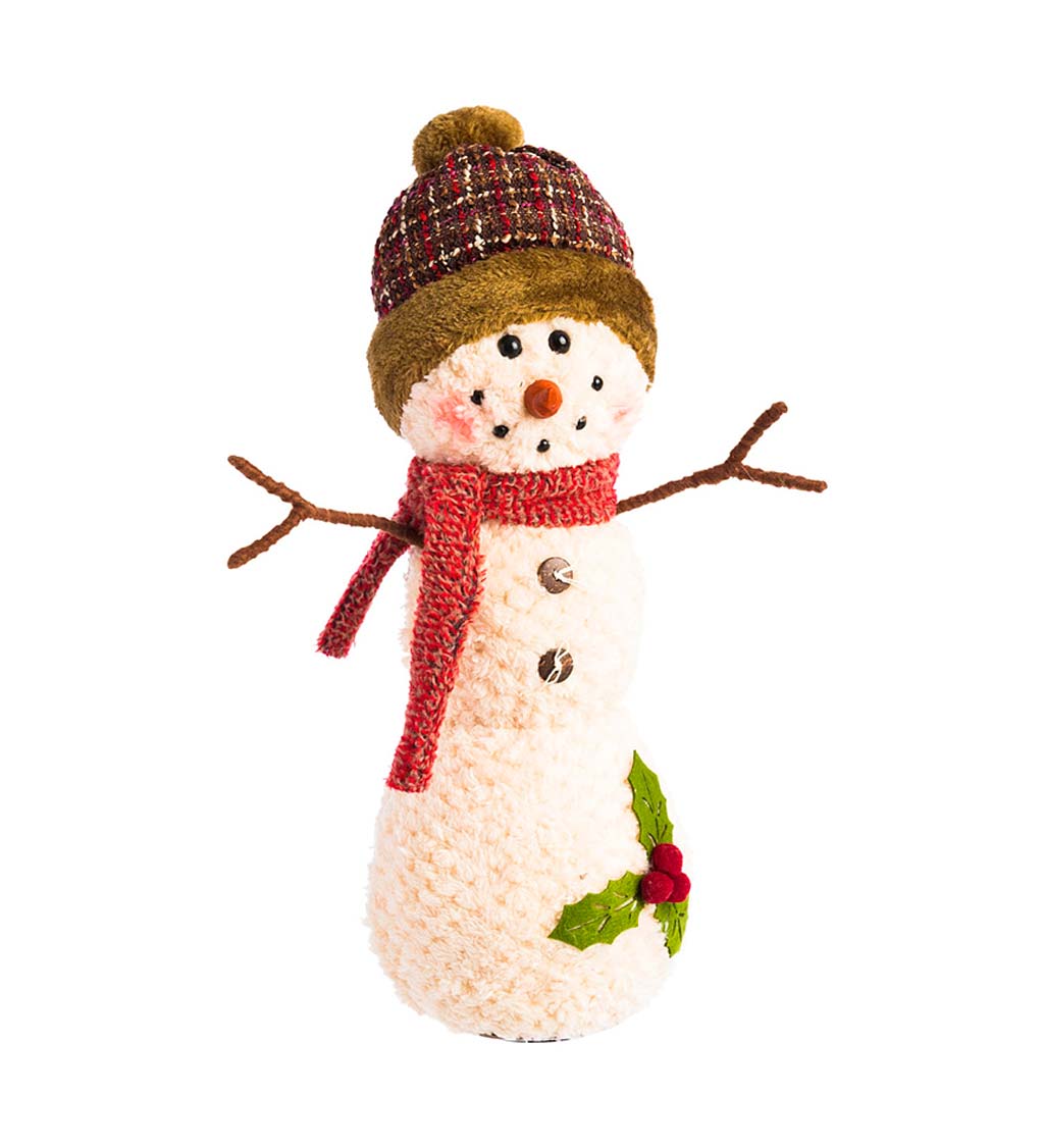 Plush Woodland Lighted Snowman Figure