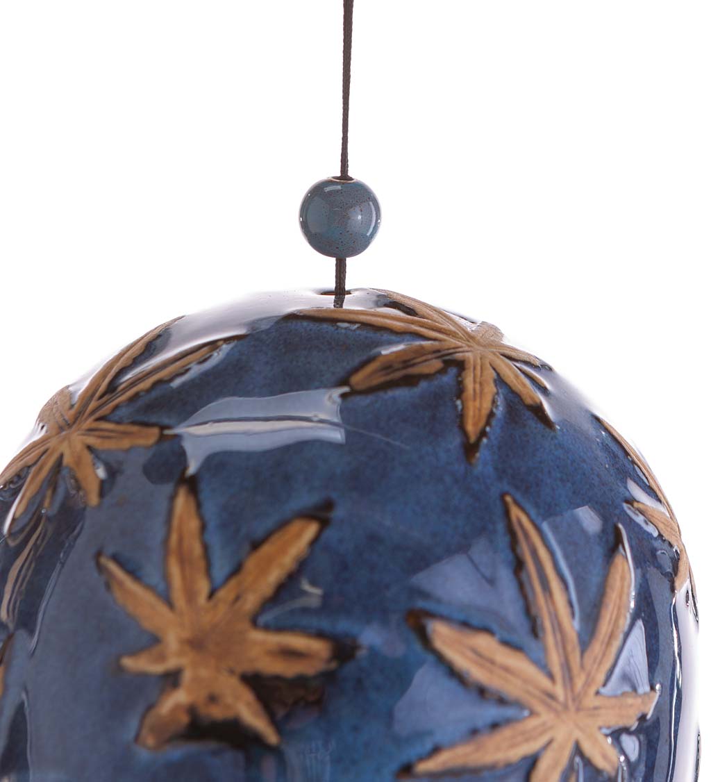 Blue Porcelain Bell with Maple Leaves