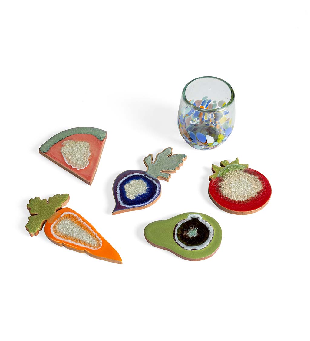 USA-Made Ceramic Fruit and Veggie Coasters
