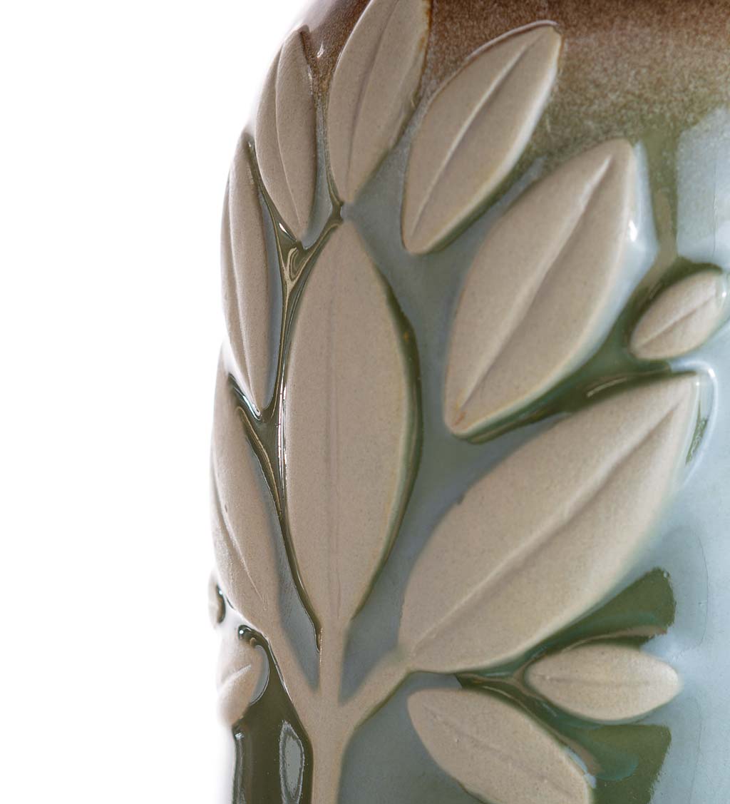 Green Porcelain Bell with Leaf Design