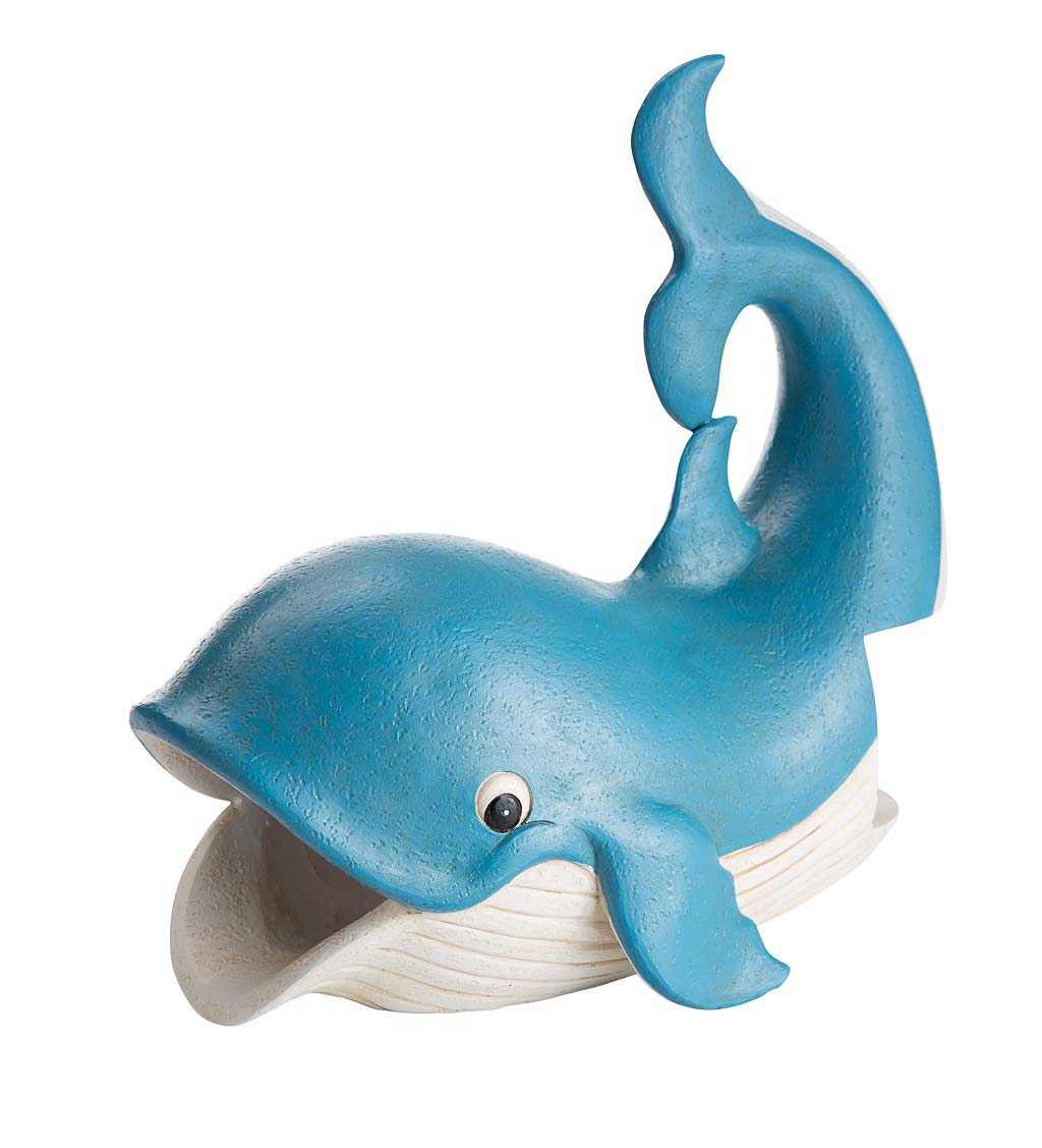 Whimsical Smiling Whale Poly-Resin Downspout Cover
