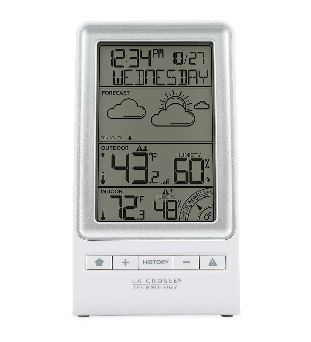 Compact Monochrome Weather Forecast Station with Wireless Remote Sensor