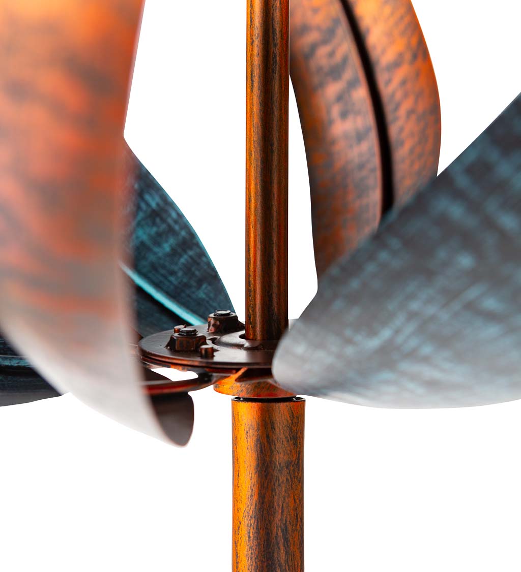Bronze-Colored and Patina-Like Metal Dual Swirl Wind Spinner