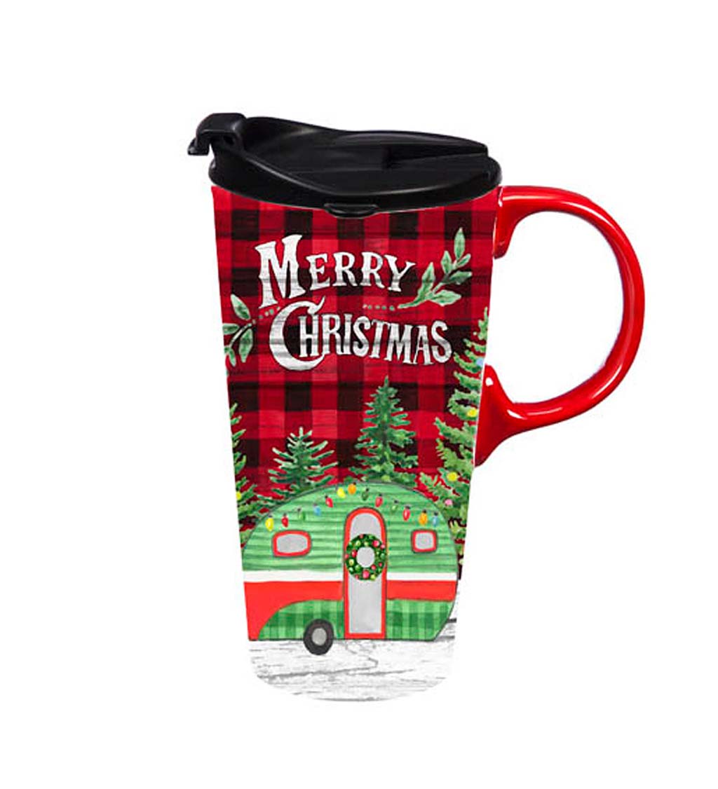 Merry Christmas Camper 17 oz. Ceramic Travel Cup With Gift Box