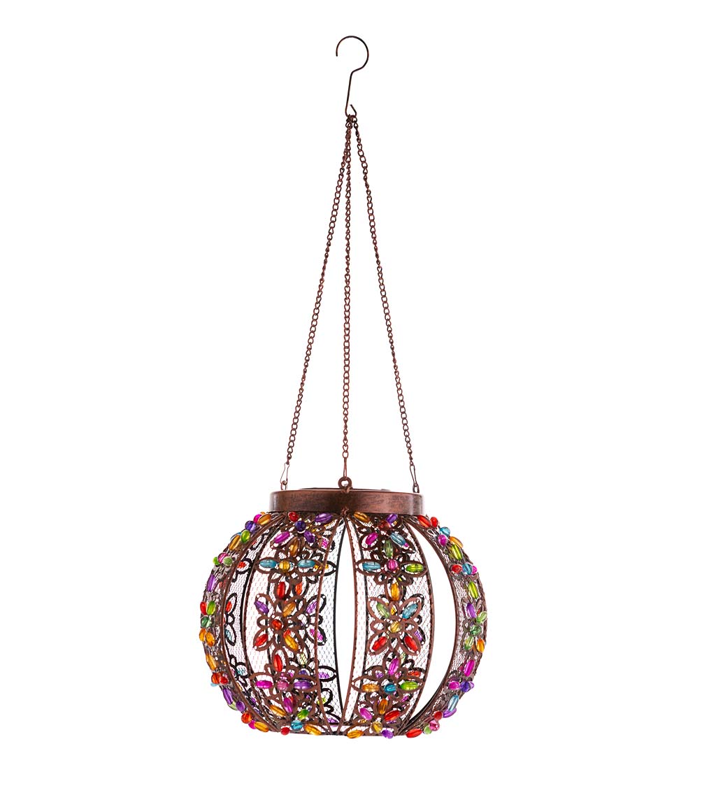 Metal and Acrylic Solar Beaded Floral Hanging Light