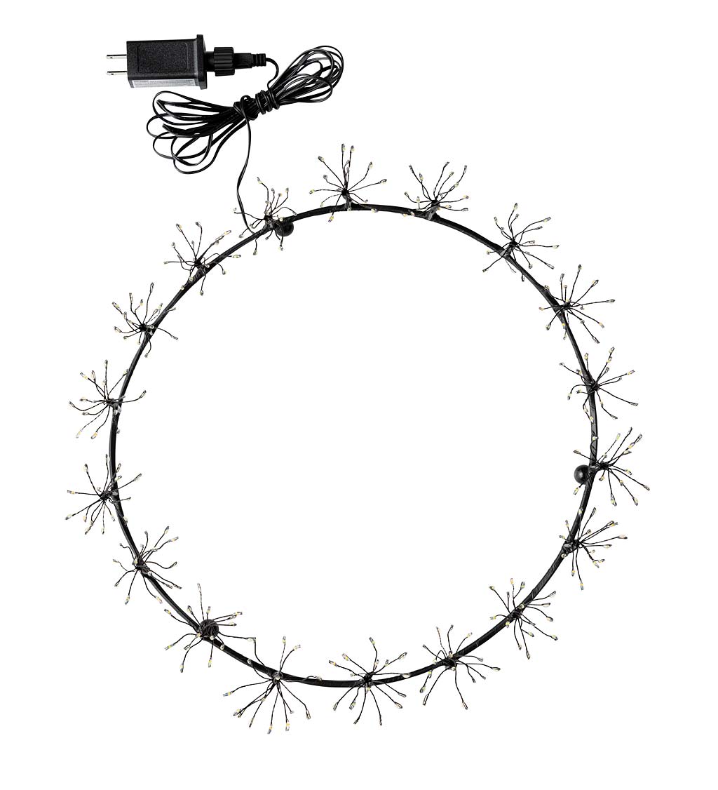 LED Holiday Wreath With Flexible Light Stalks and Feet for Use on Tabletop