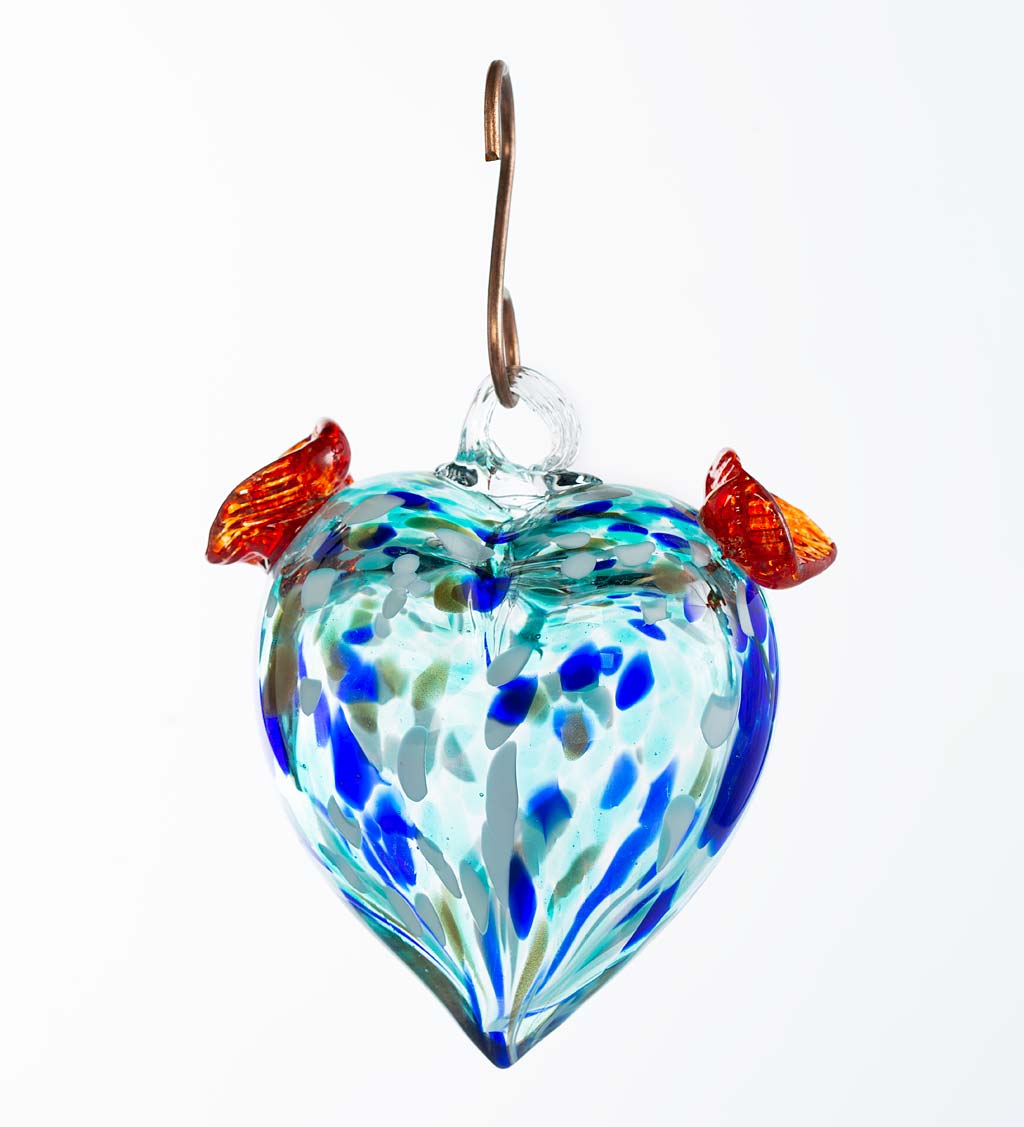 Heart-Shaped Glass Hummingbird Feeder