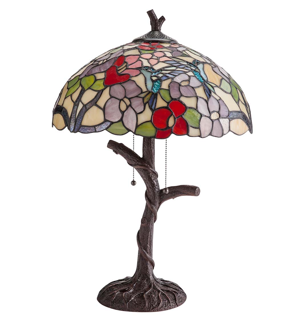 Tiffany-Inspired Hummingbird Stained Glass Table Lamp
