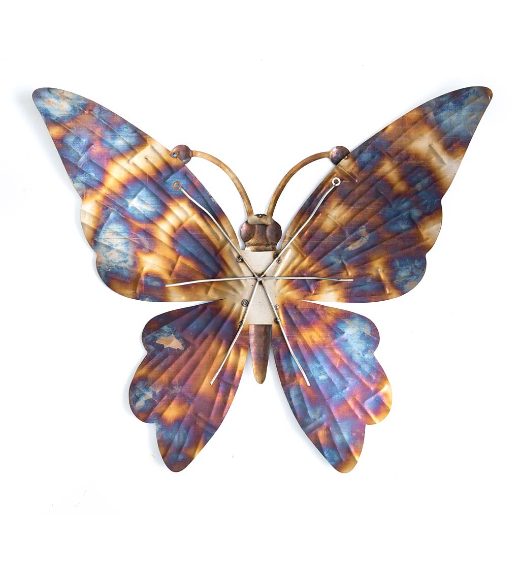 Flame-Treated Metal Butterfly Wall Art