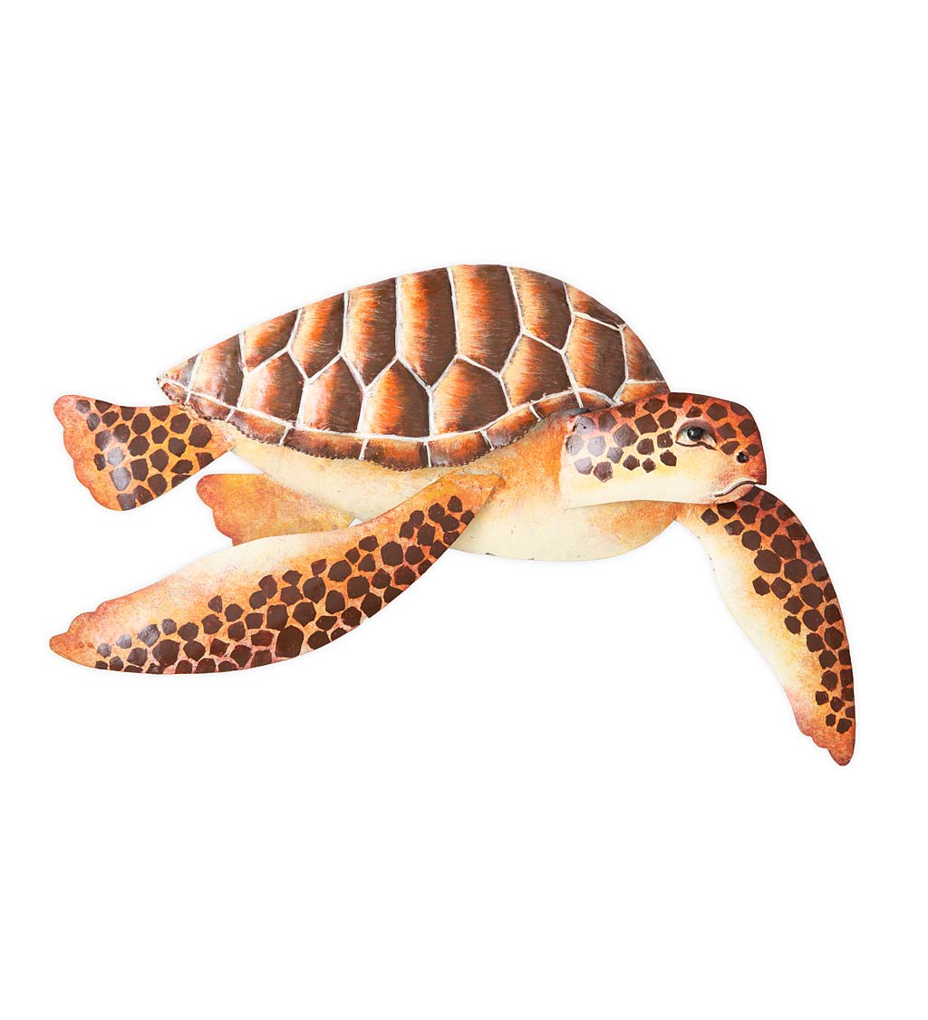 Handcrafted and Hand Painted 3D Sea Turtle Metal Wall Art