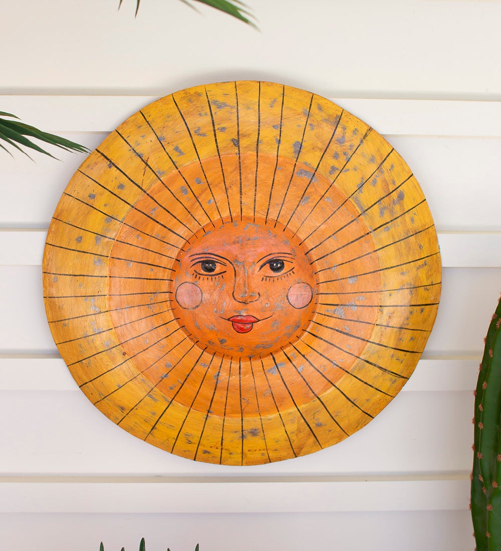 Smiling Sun Recycled Metal Wall Art