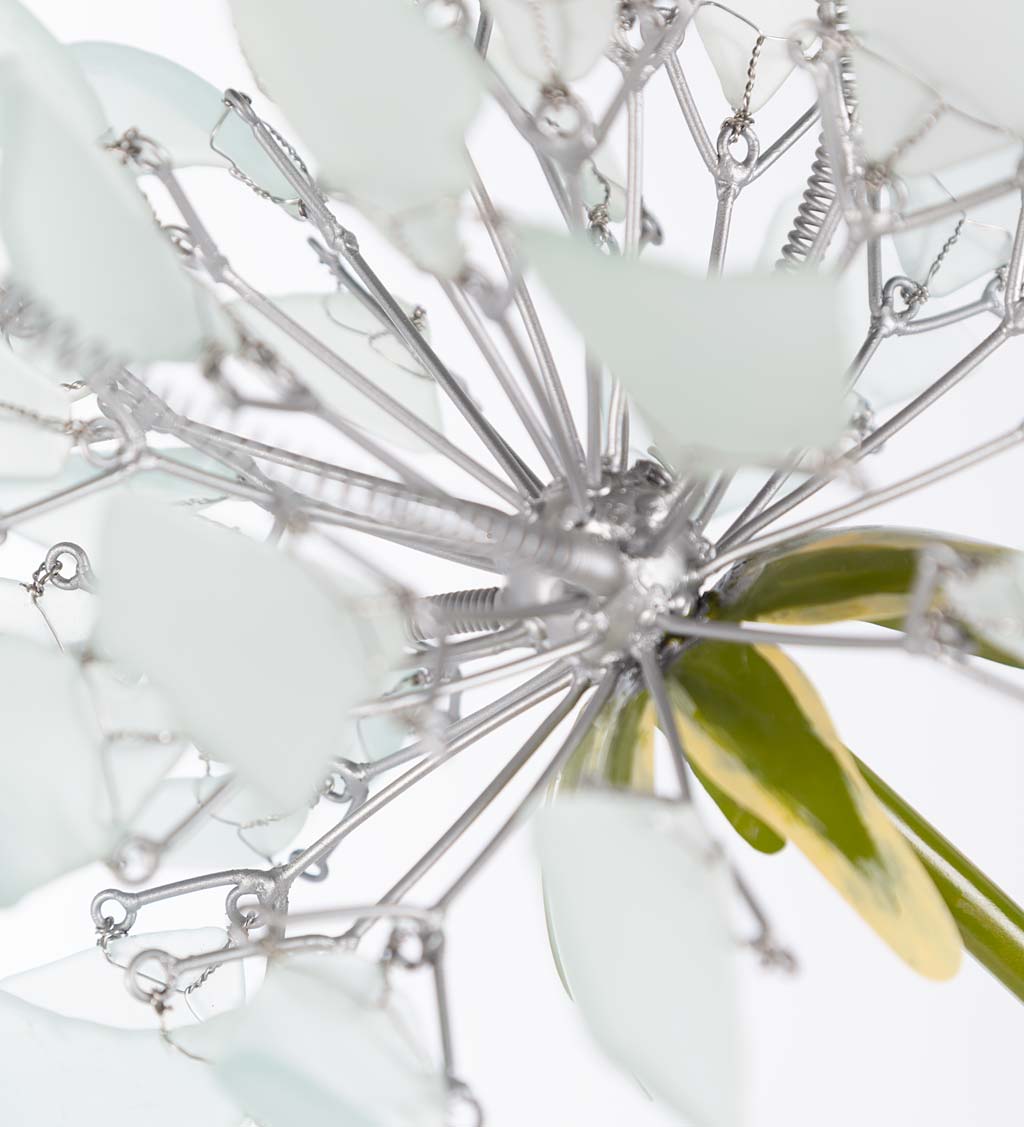 Sea Glass Dandelion Garden Stake