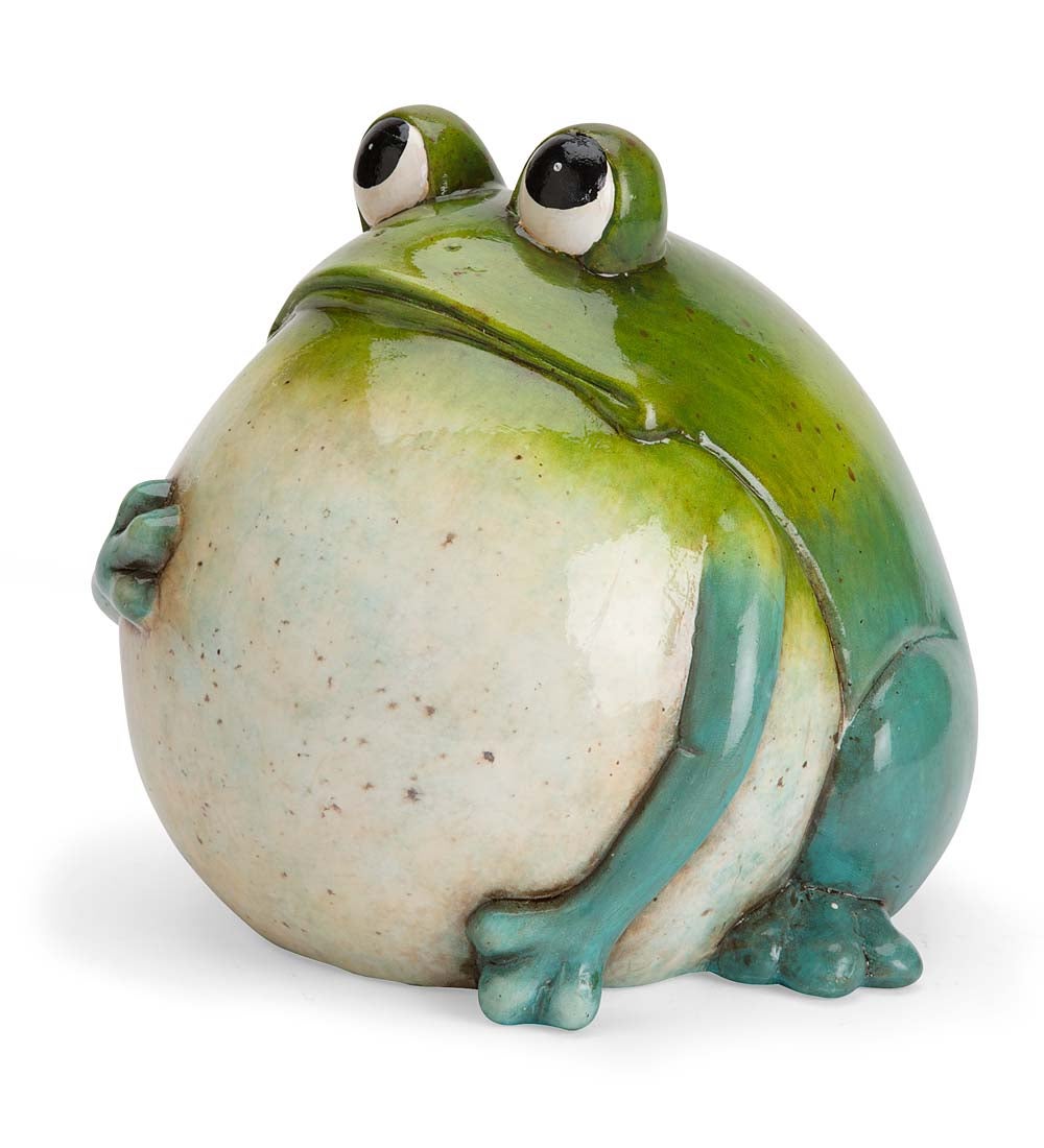 Hand-Painted Indoor/Outdoor Big Belly Ceramic Frog Sculpture