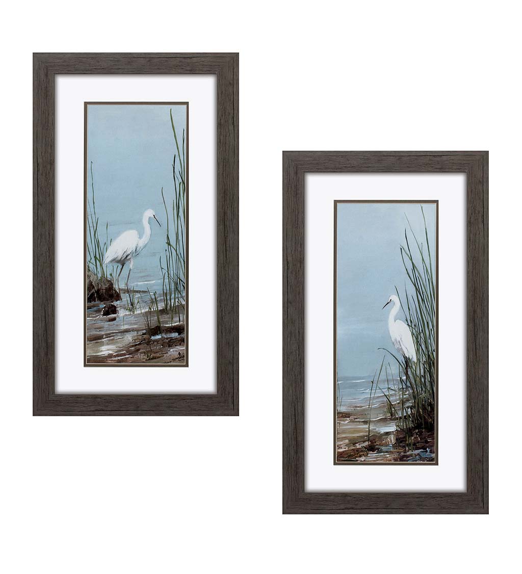 Framed Egret Wall Art, Set of 2