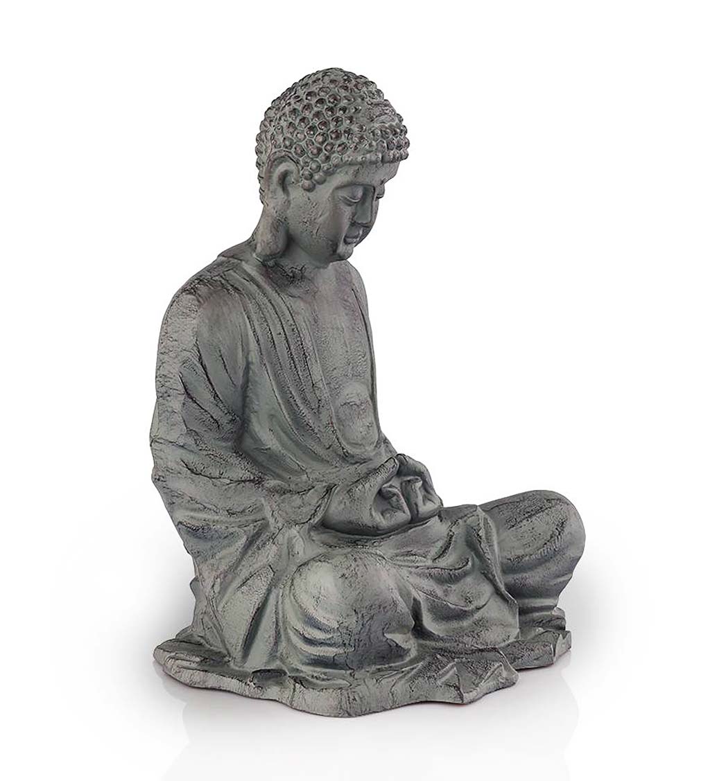 Recycled Aluminum Large Meditating Garden Buddha Sculpture