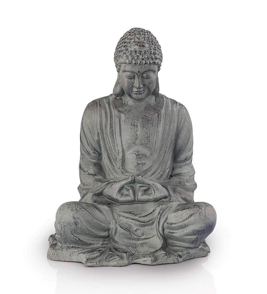 Recycled Aluminum Large Meditating Garden Buddha Sculpture