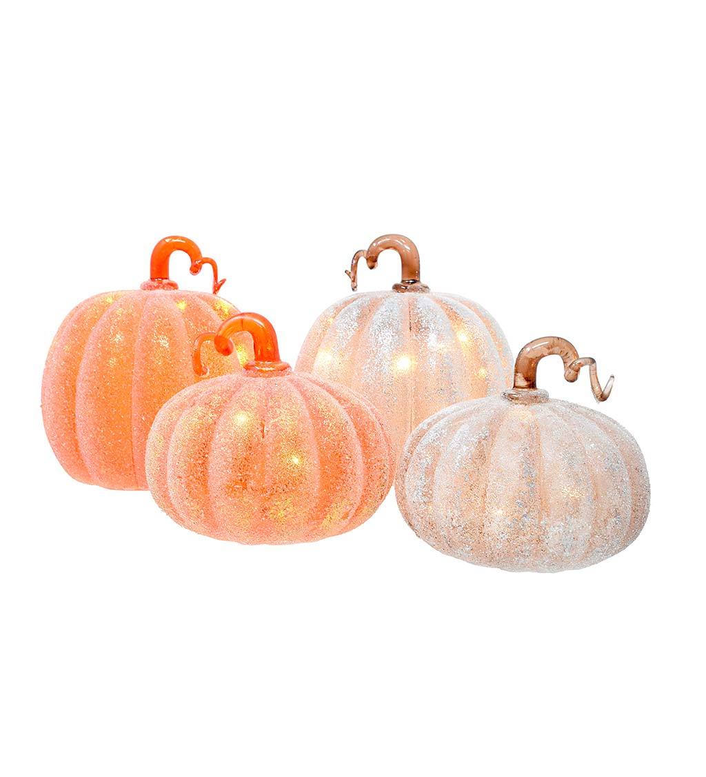 Large Frosted LED Pumpkin in Taupe