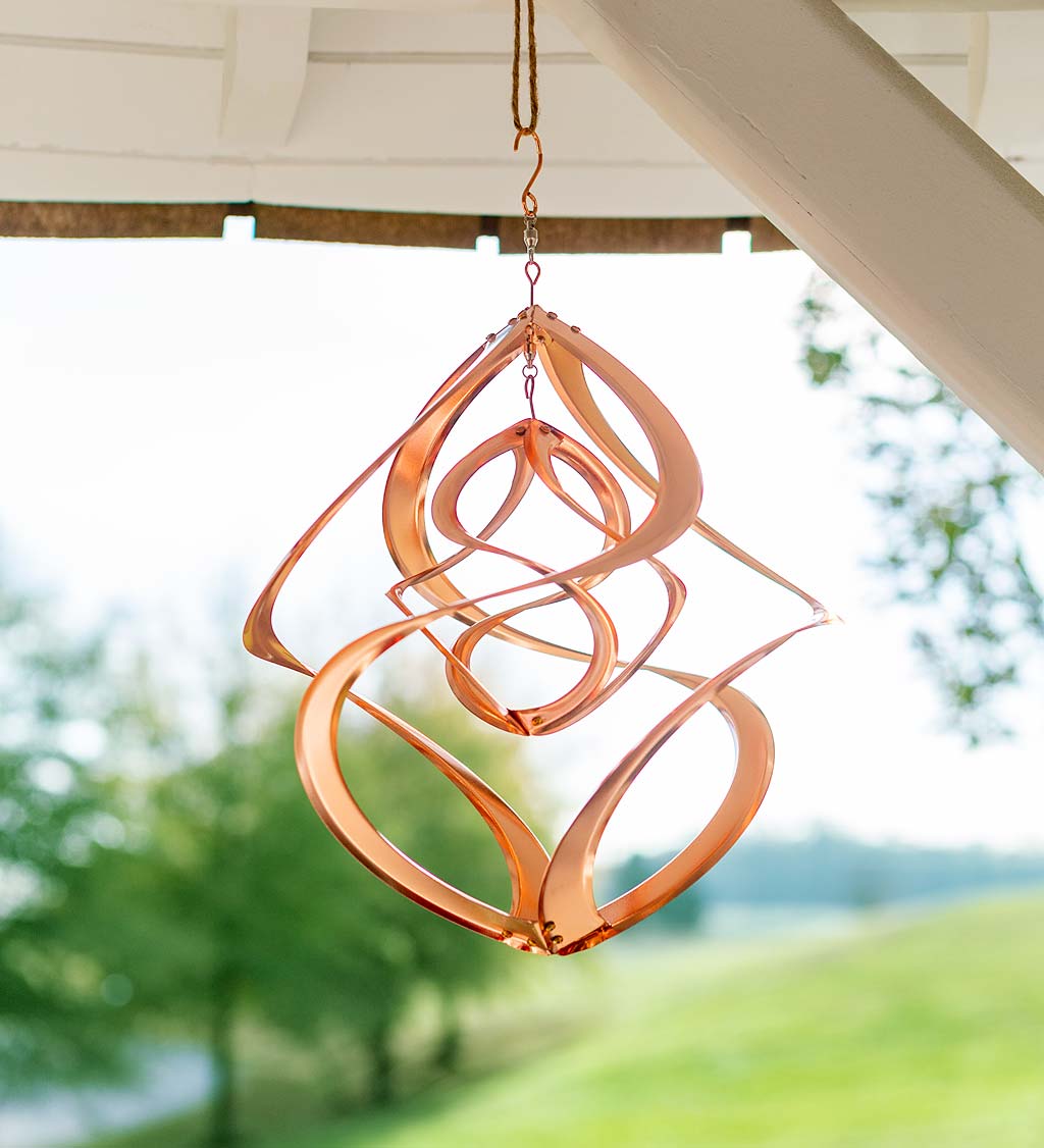 Copper-Plated Dual Spiral Hanging Metal Wind Spinner