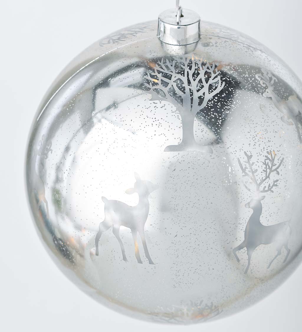 Lighted Shatterproof Ornaments with Deer and Trees