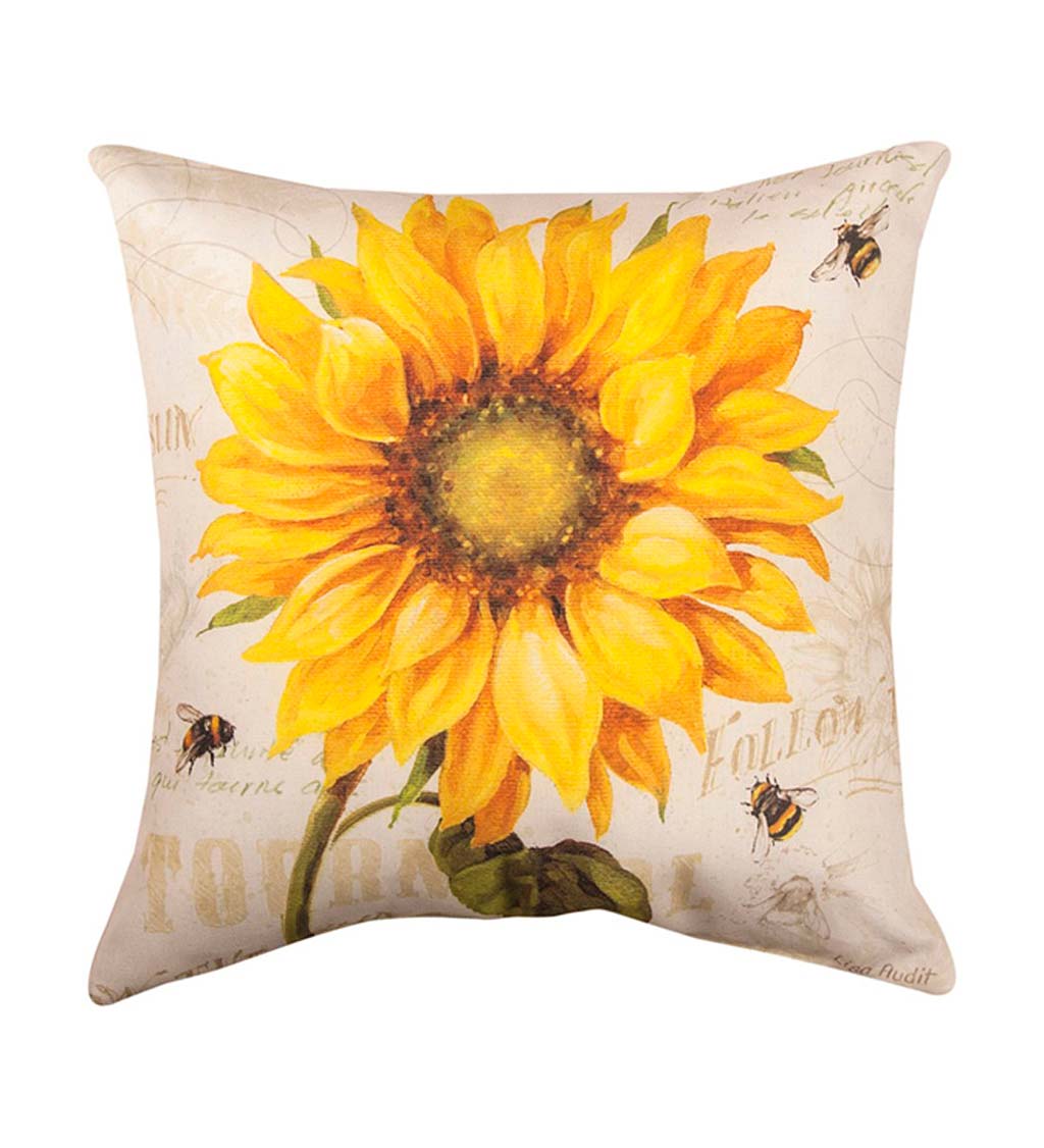 Sunflower & Bees 18" Throw Pillow