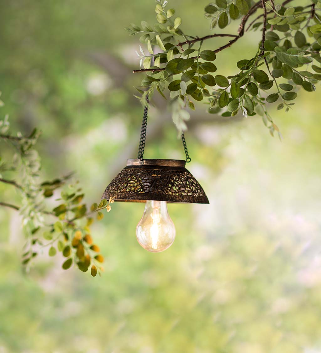 Antiqued Metal Hanging Indoor/Outdoor Flower Light