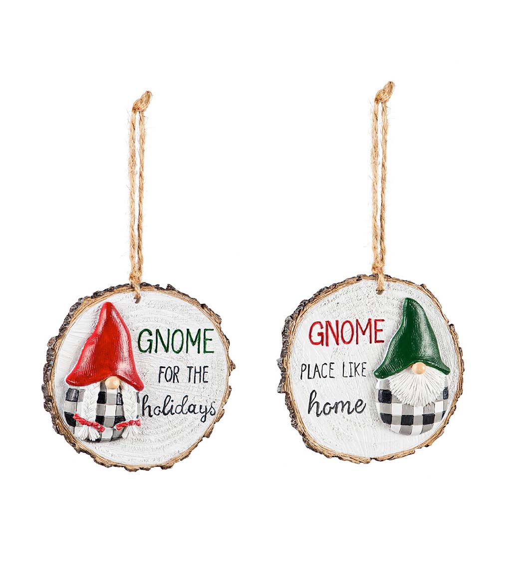 Holiday Gnome Christmas Tree Ornaments, Set of 2