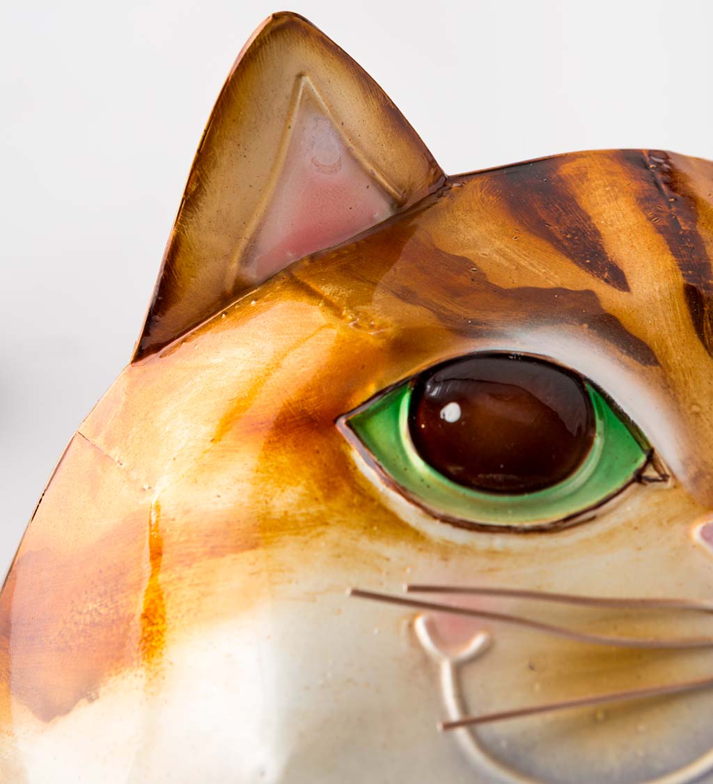 Handcrafted Metal and Capiz Tabletop Cat Sculpture