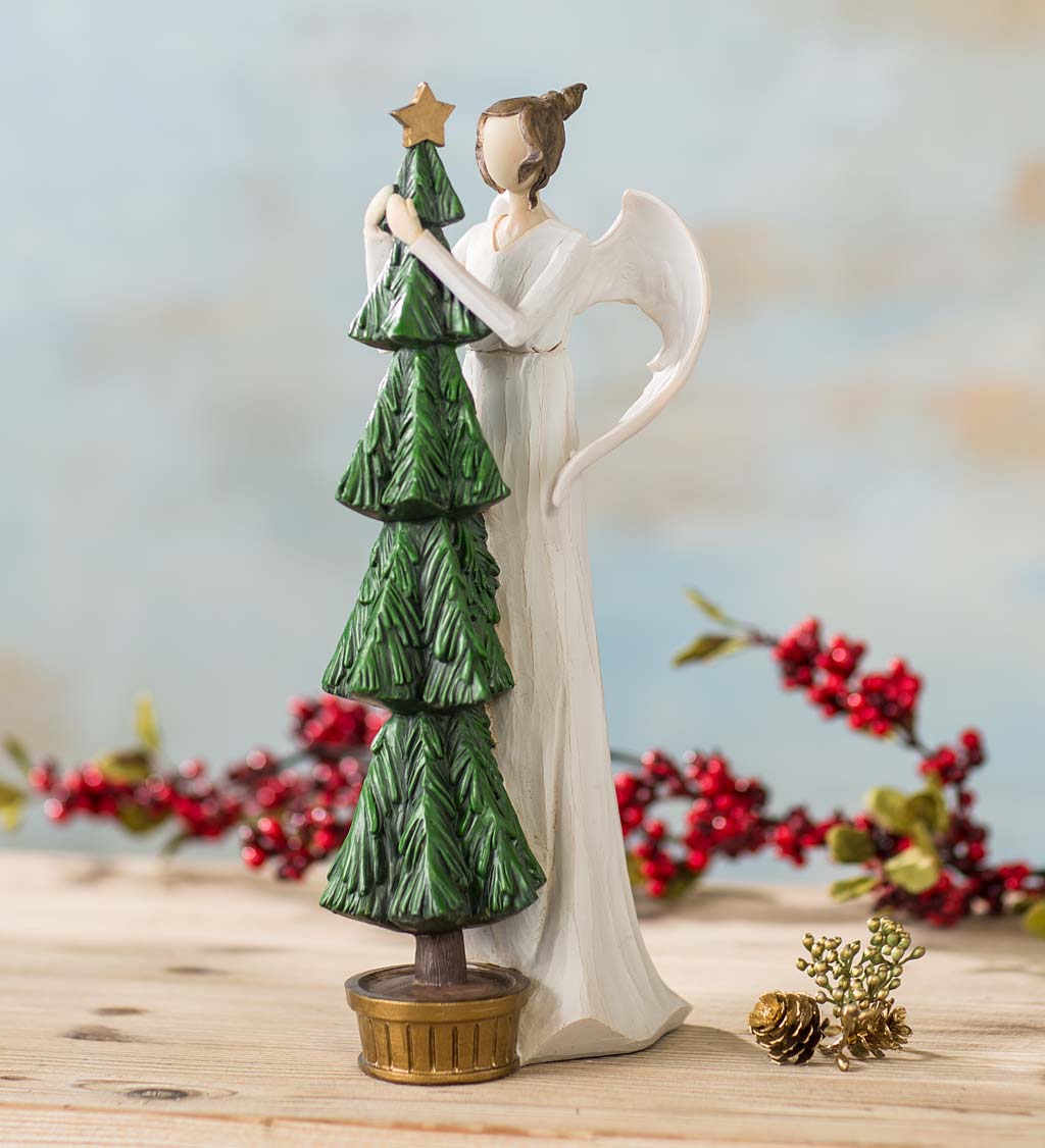 Angel with Christmas Tree Indoor/Outdoor Holiday Sculpture