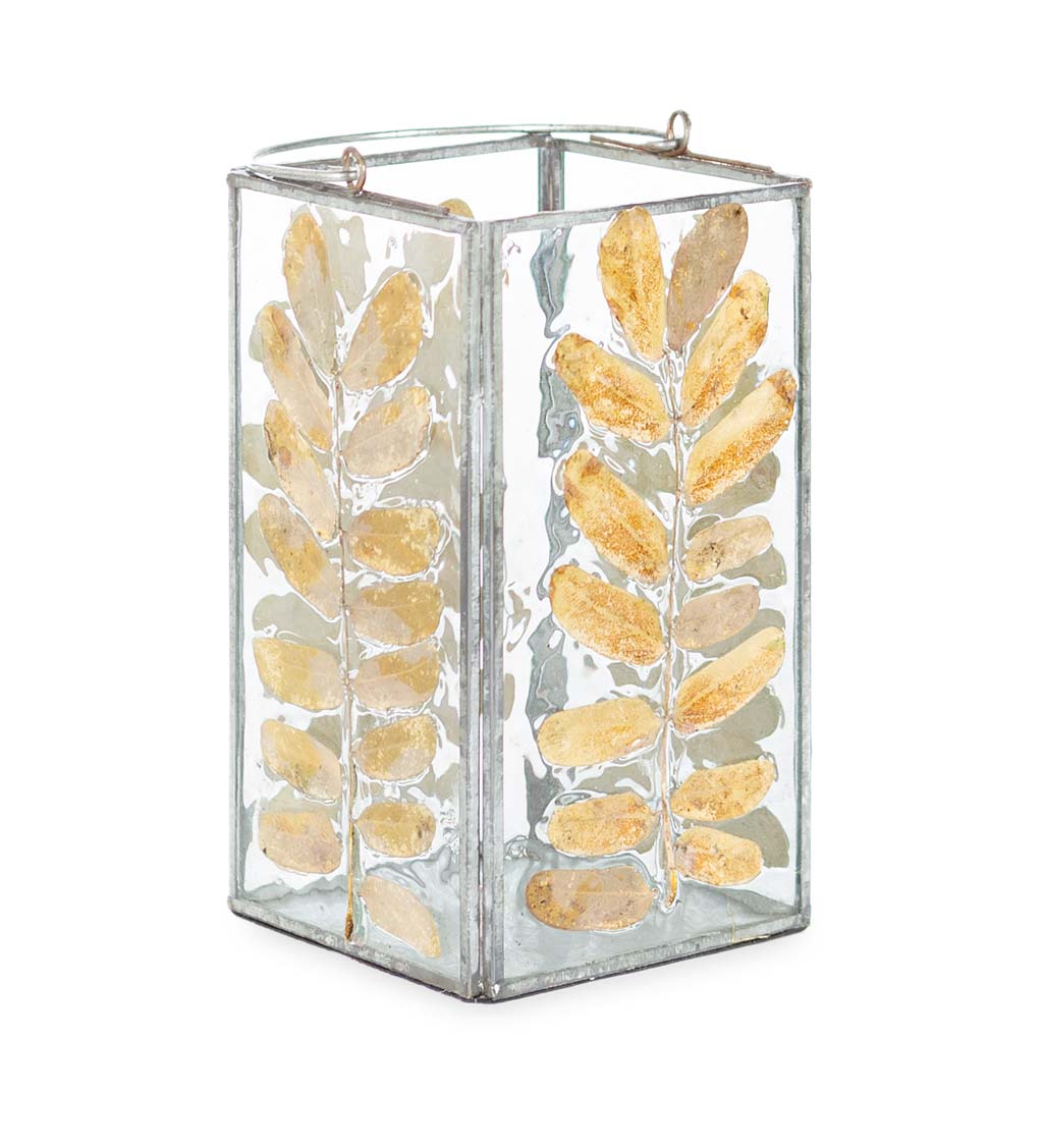 Preserved Leaves Glass Luminary, Small
