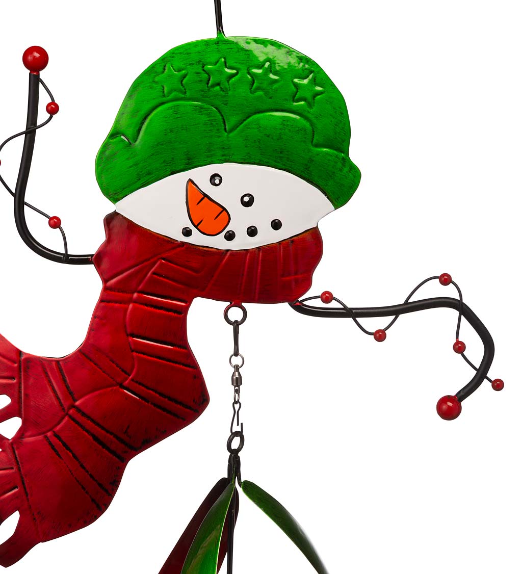 Outdoor Holiday Snowman With Green Hat Twirler