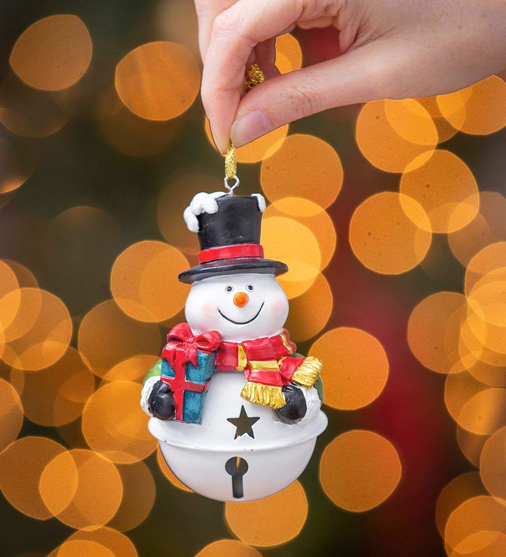 Santa and Snowman on Bells Holiday Ornaments, Set of 2