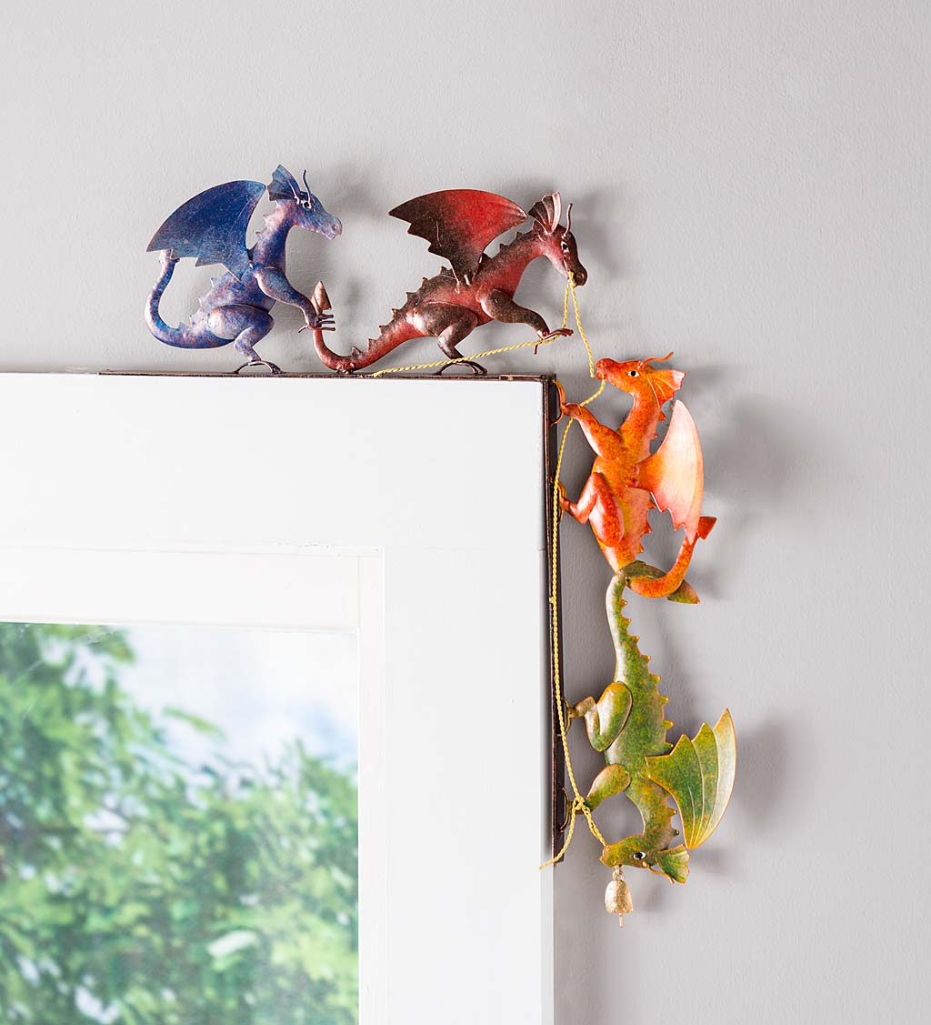 Handcrafted Colorful Metal Dragons Door/Window Crawler