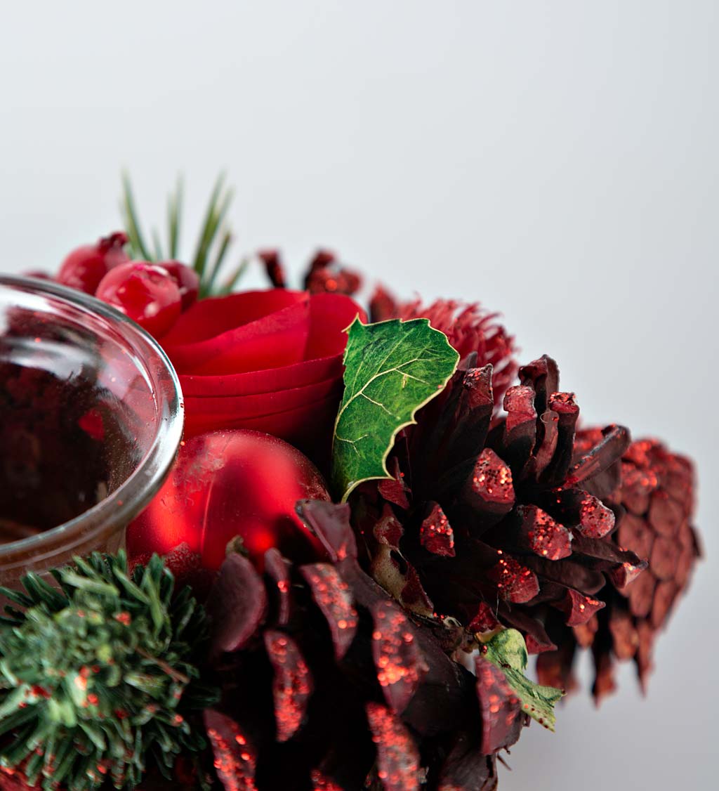 Pinecone and Rose Holiday Tealight Holder