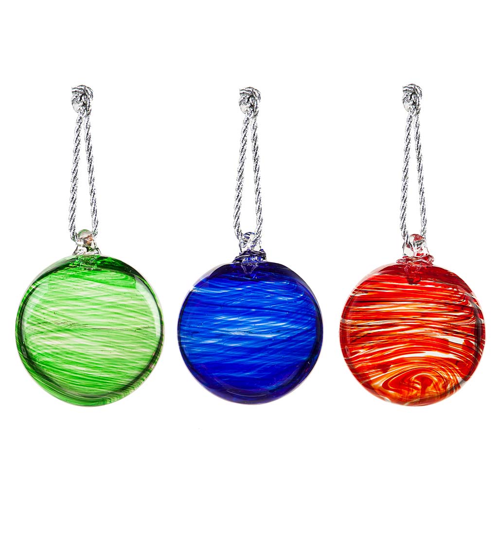 Blown Glass Christmas Ornaments, Set of 3