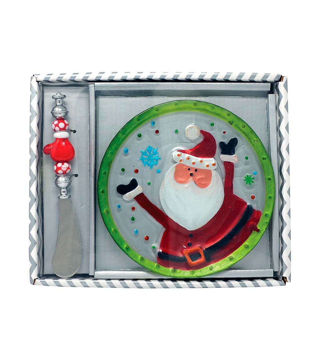 Santa Platter and Knife Hostess Set