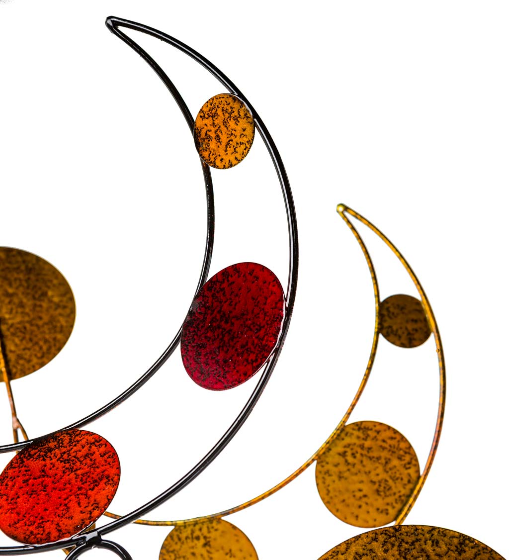 Abstract Metal Crescent Moon and Planets Wind Spinner