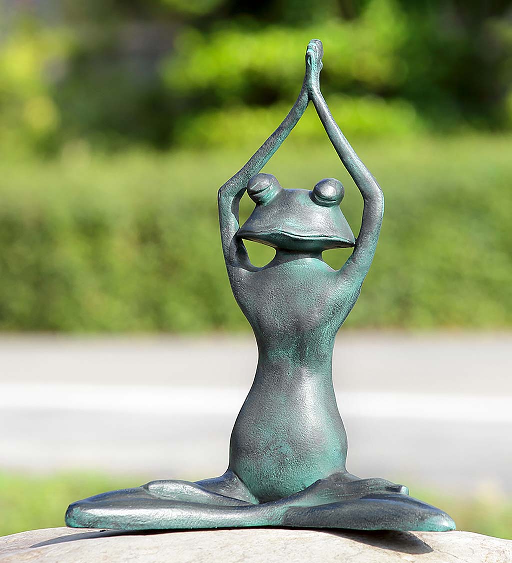 Handcrafted Aluminum Stretching Yoga Frog Sculpture