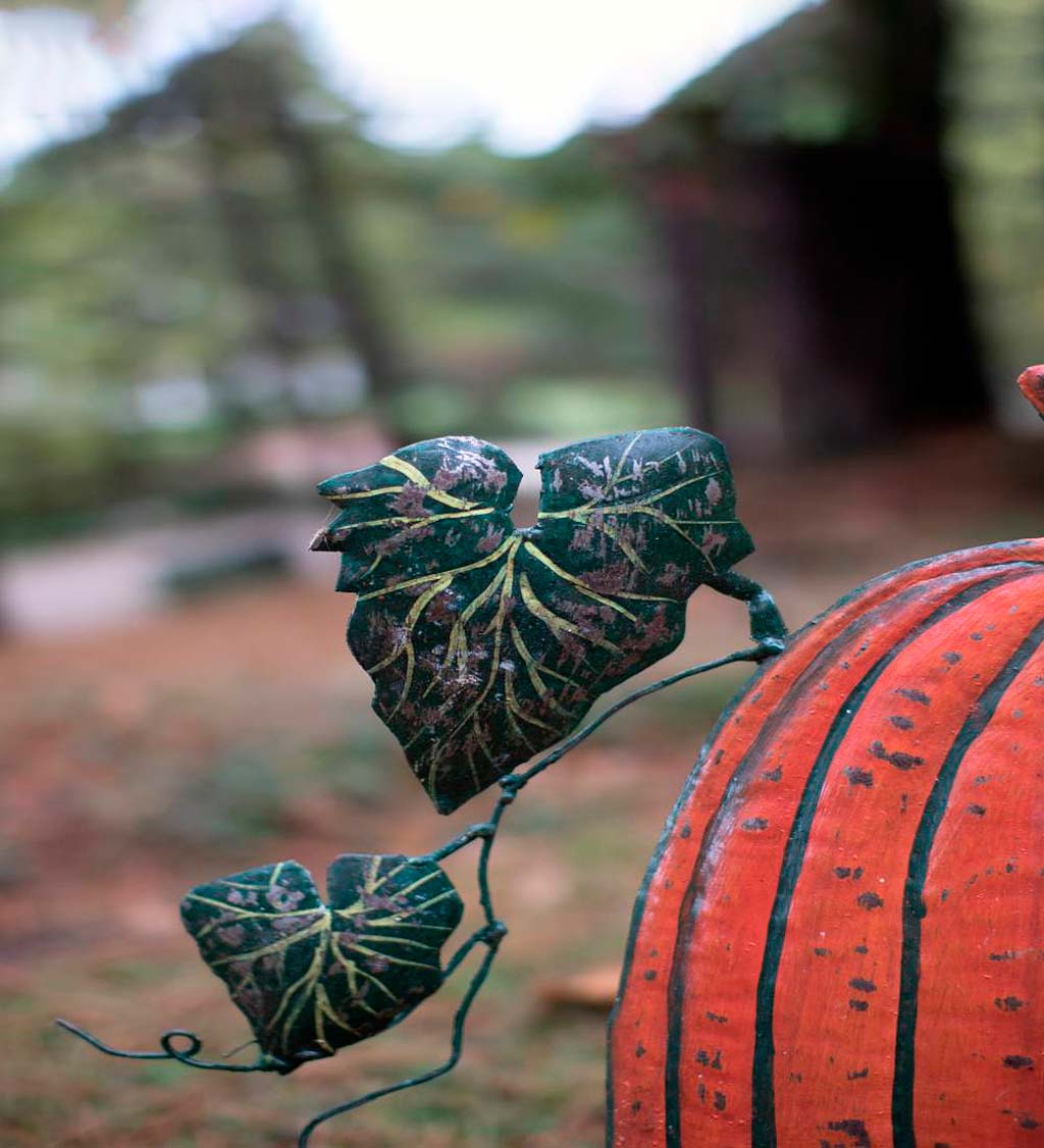 Handcrafted Metal Pumpkins and Gourd Outdoor Stake