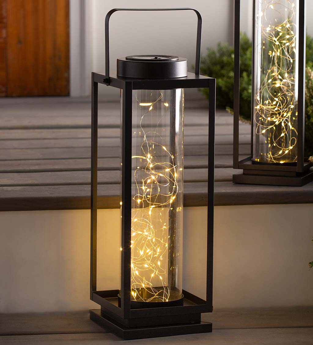 19" Firefly Jar Lantern with Solar String Lights swatch image