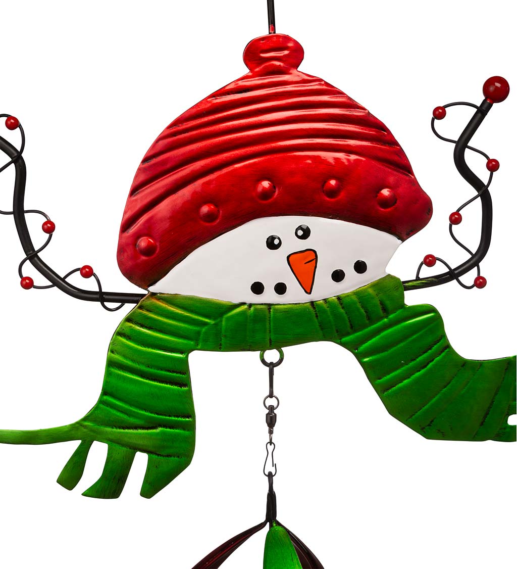 Outdoor Holiday Snowman With Red Hat Twirler