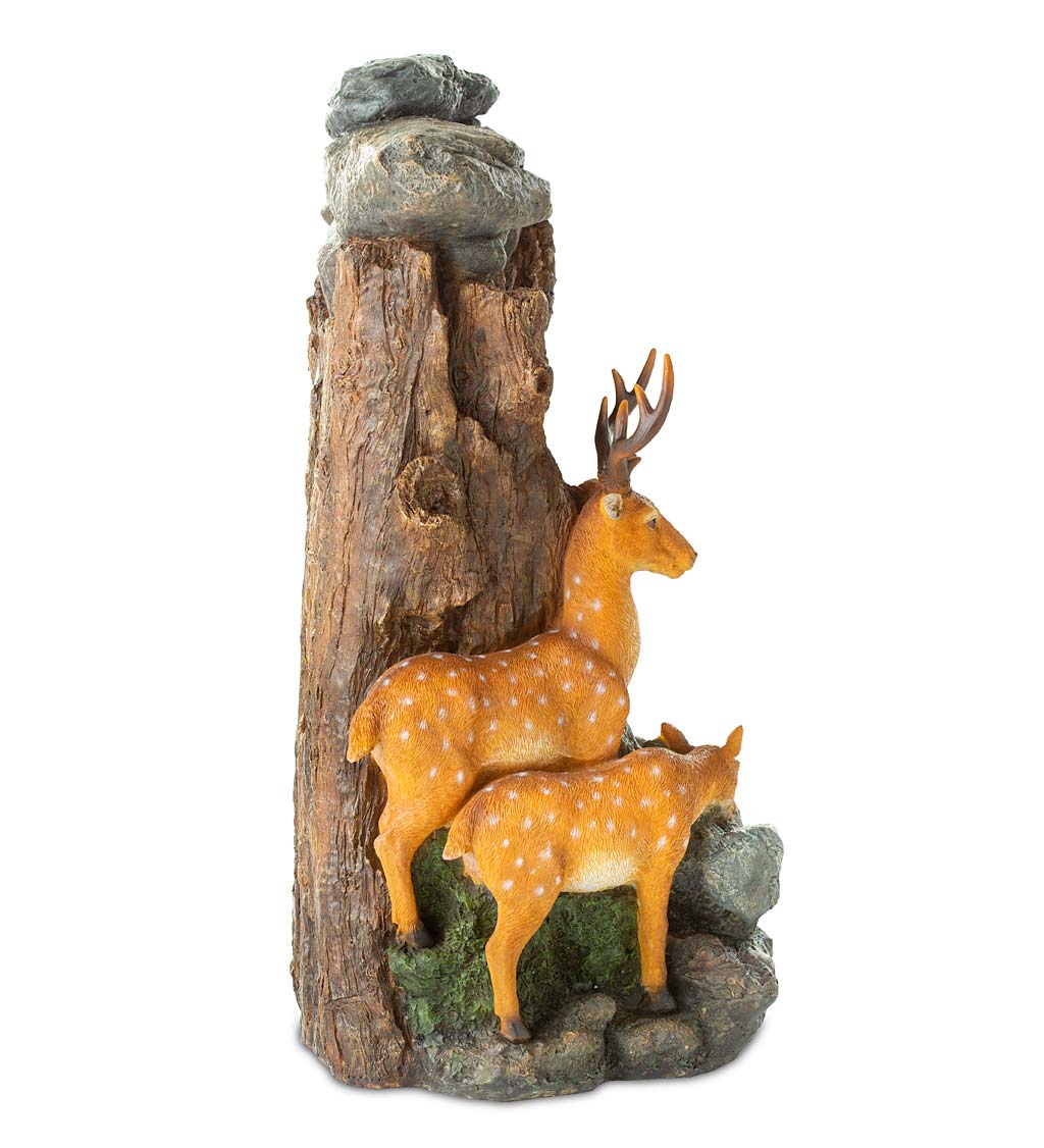 LED-Lighted Realistic Buck and Doe Waterfall Fountain