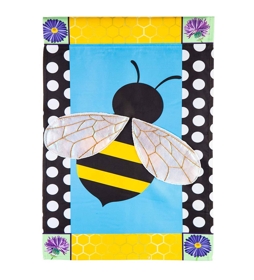 Bee with a Border Applique Garden Flag