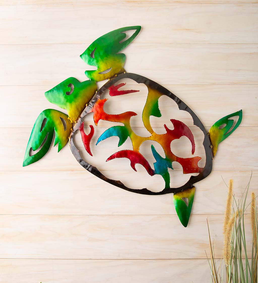 Hand-cut and Painted Abstract Turtle Wall Art