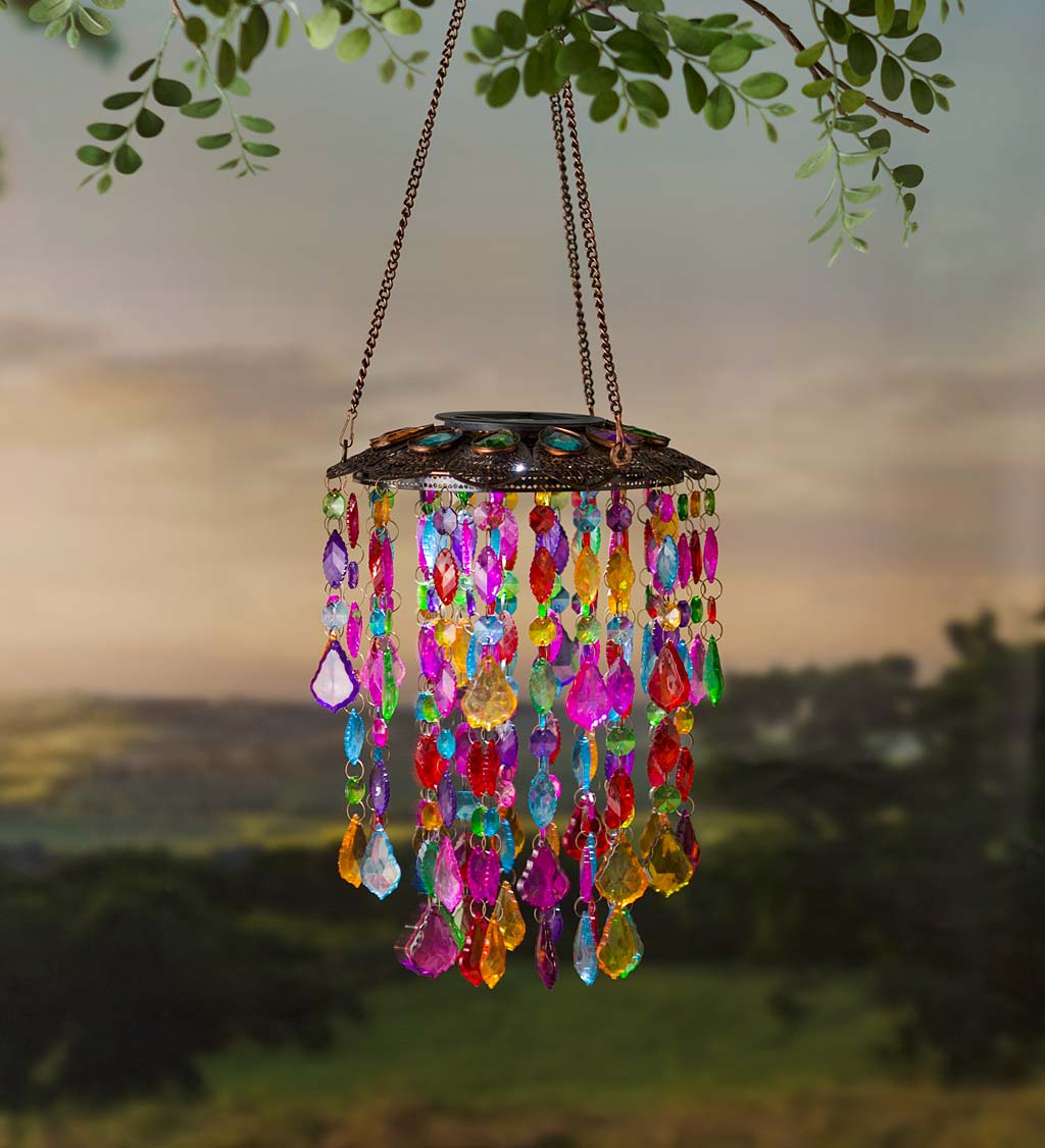 Hanging Acrylic and Metal Beaded Solar Garden Light