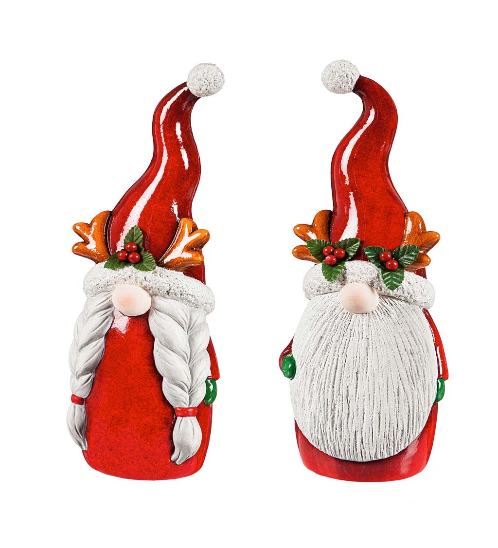 Mr. and Mrs. Claus Gnome Garden Statuary, Set of 2
