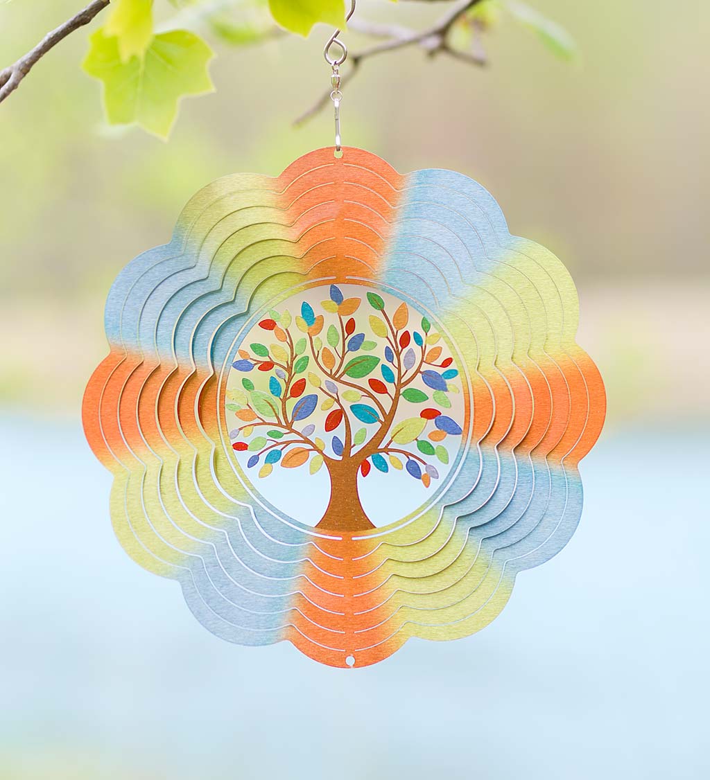 Tree of Life Optical Illusion Hanging Metal Spinner