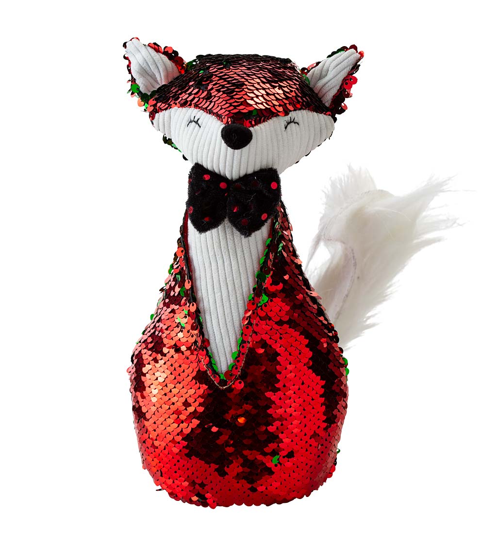 Sparkling Formal Christmas Fox in a Tuxedo That Changes from Green to Red and Back Again