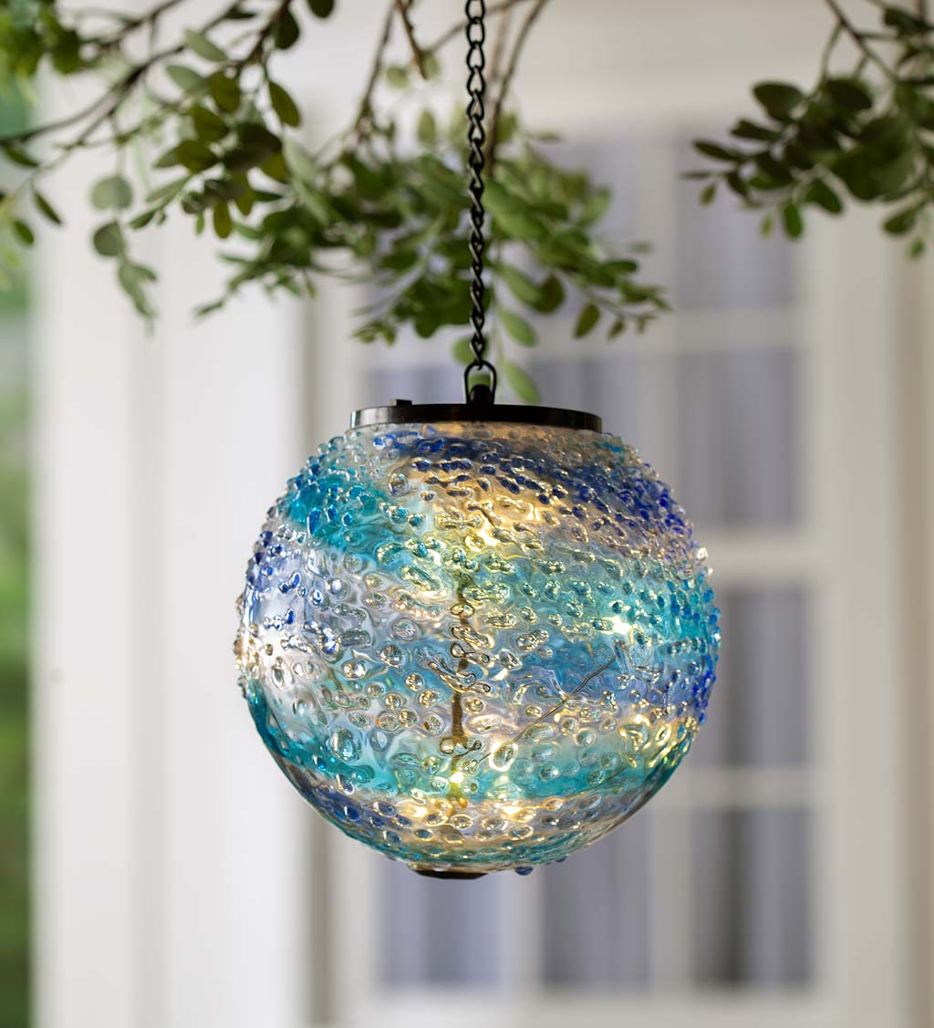 Hanging Solar-Powered Glass Lantern