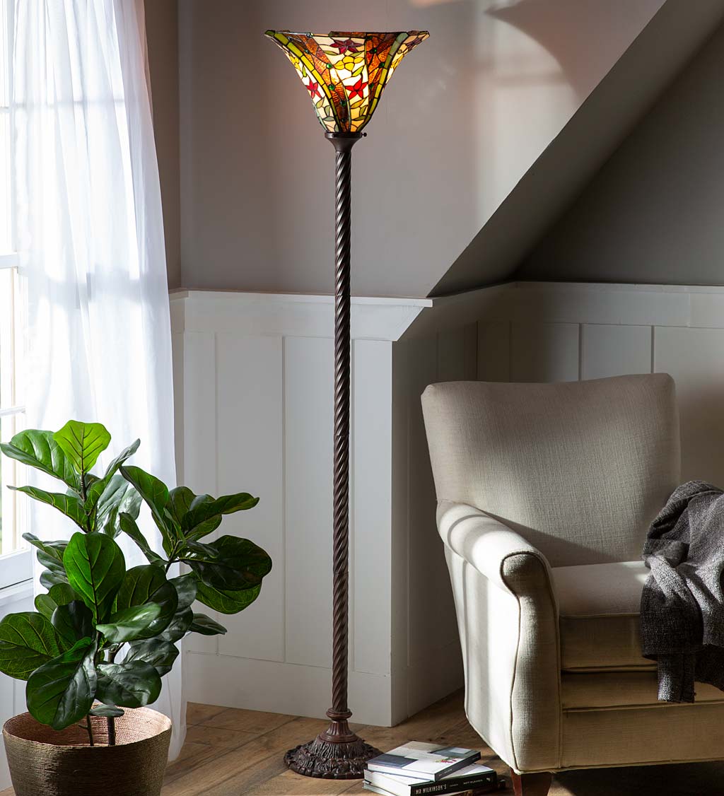 Red Stars Stained Glass Floor Lamp